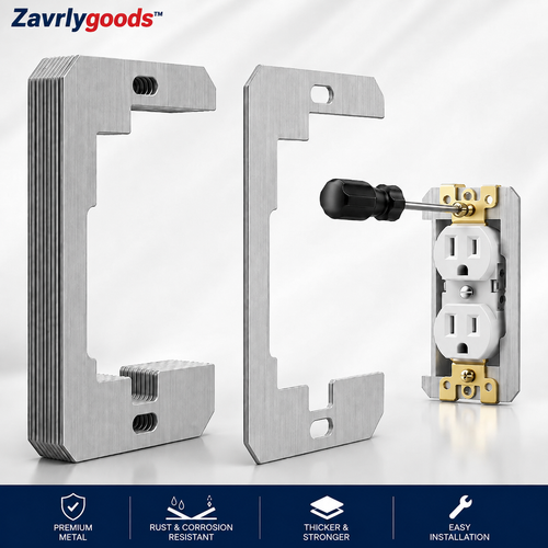 ZAVRLYGOODS™ Wall Plate Spacers for Electrical Outlets – Heavy-Duty Metal Outlet Leveling Plates for Loose, Recessed & Crooked Boxes