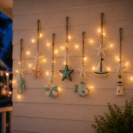 Seaside Glow Wall Hangings – 7-Piece Lighted Coastal Decor Set with Remote