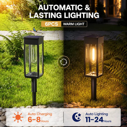 Solar Garden Path Lights with Warm &Cool White Options