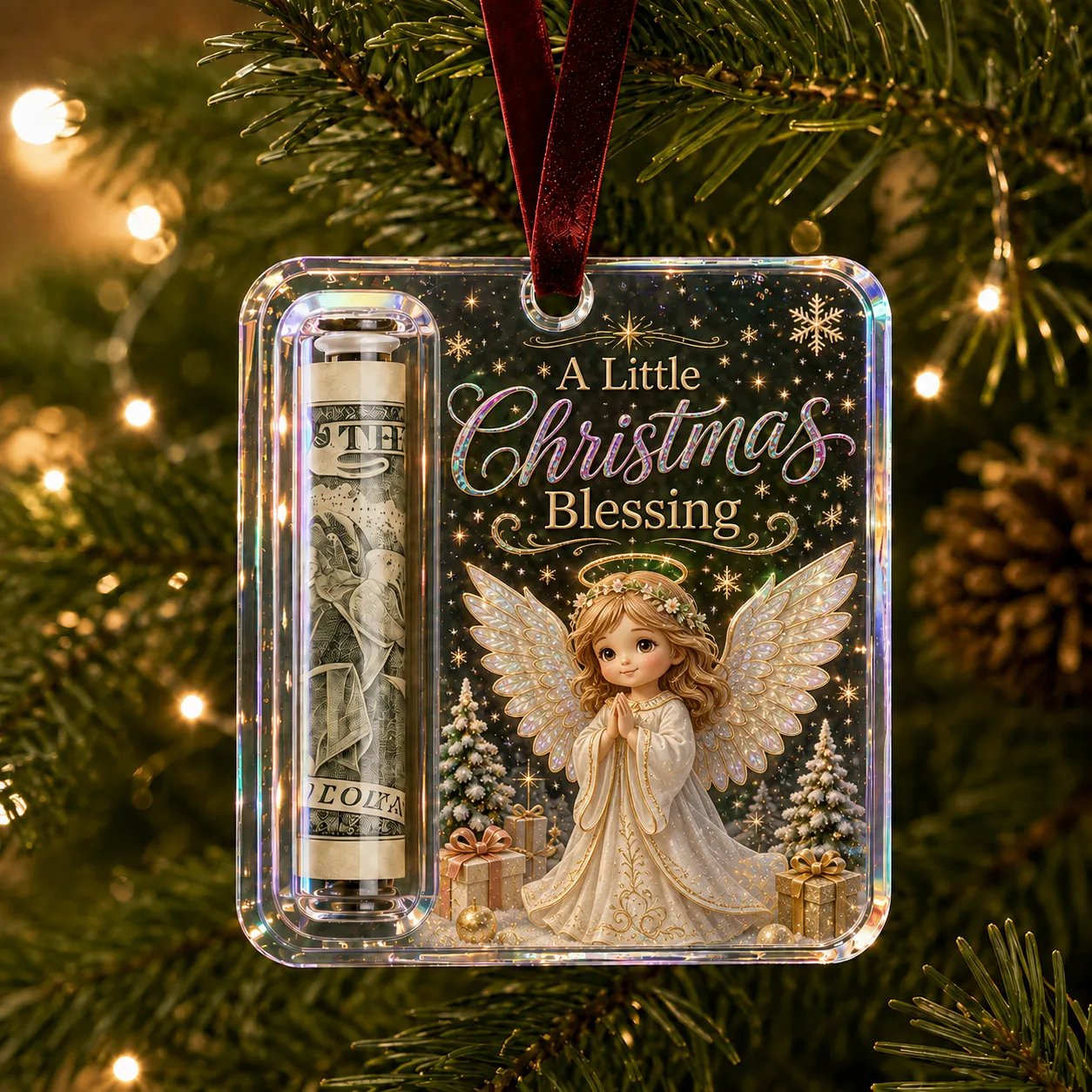 🔥Last day with huge discounts! – ✨🎄Christmas Cash Gift Holder Ornament
