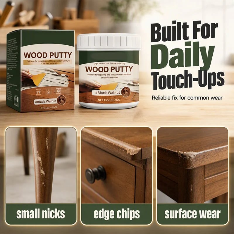 🚪Wood Repair Filler Putty – Fill Cracks, Chips & Worn Edges for a Smoother Finish
