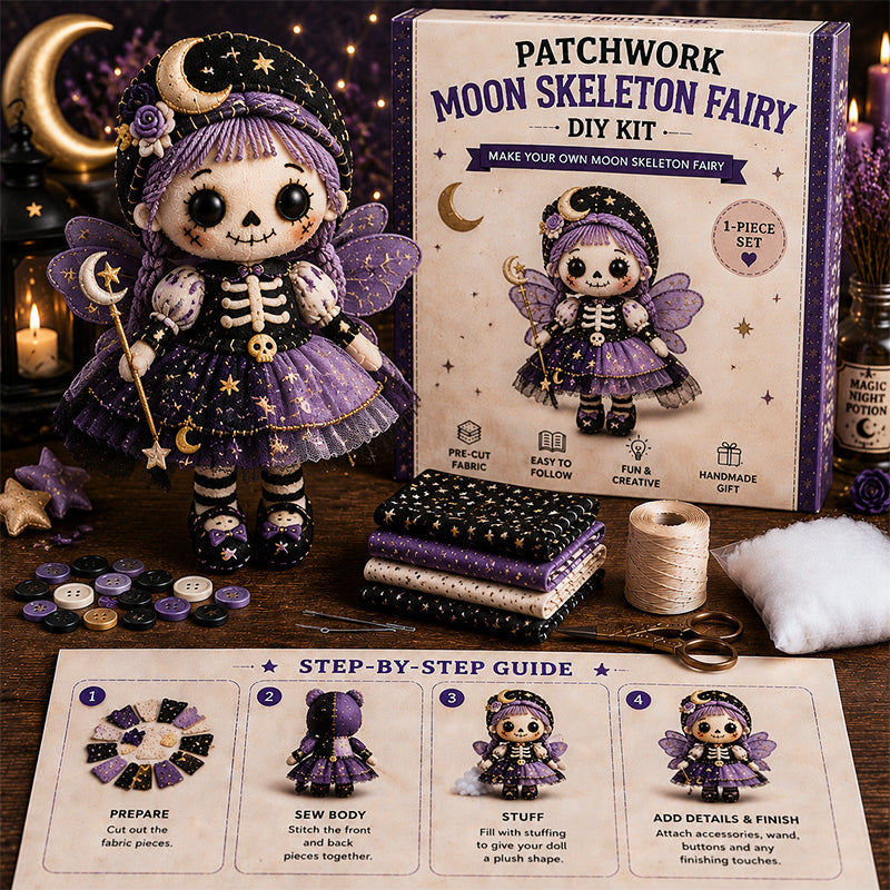 🎃 Patchwork Skeleton Witch Girl DIY Kit