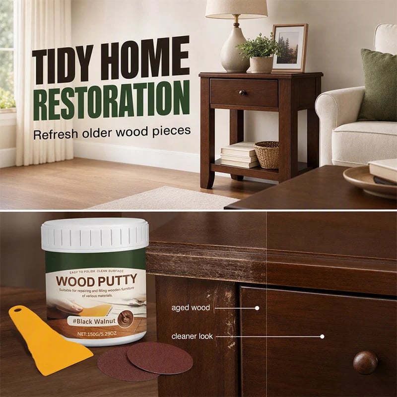 🚪Wood Repair Filler Putty – Fill Cracks, Chips & Worn Edges for a Smoother Finish