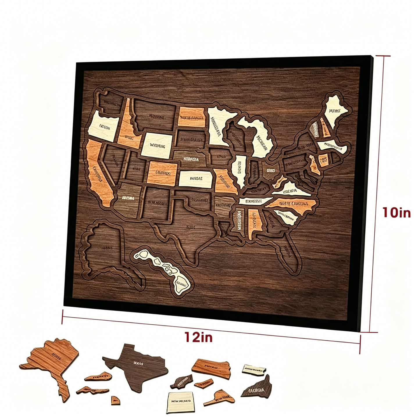 🔥Last Day 50% OFF -🇺🇸 Wooden USA Travel Map Puzzle🧩A Stylish Way to Track Your Journey