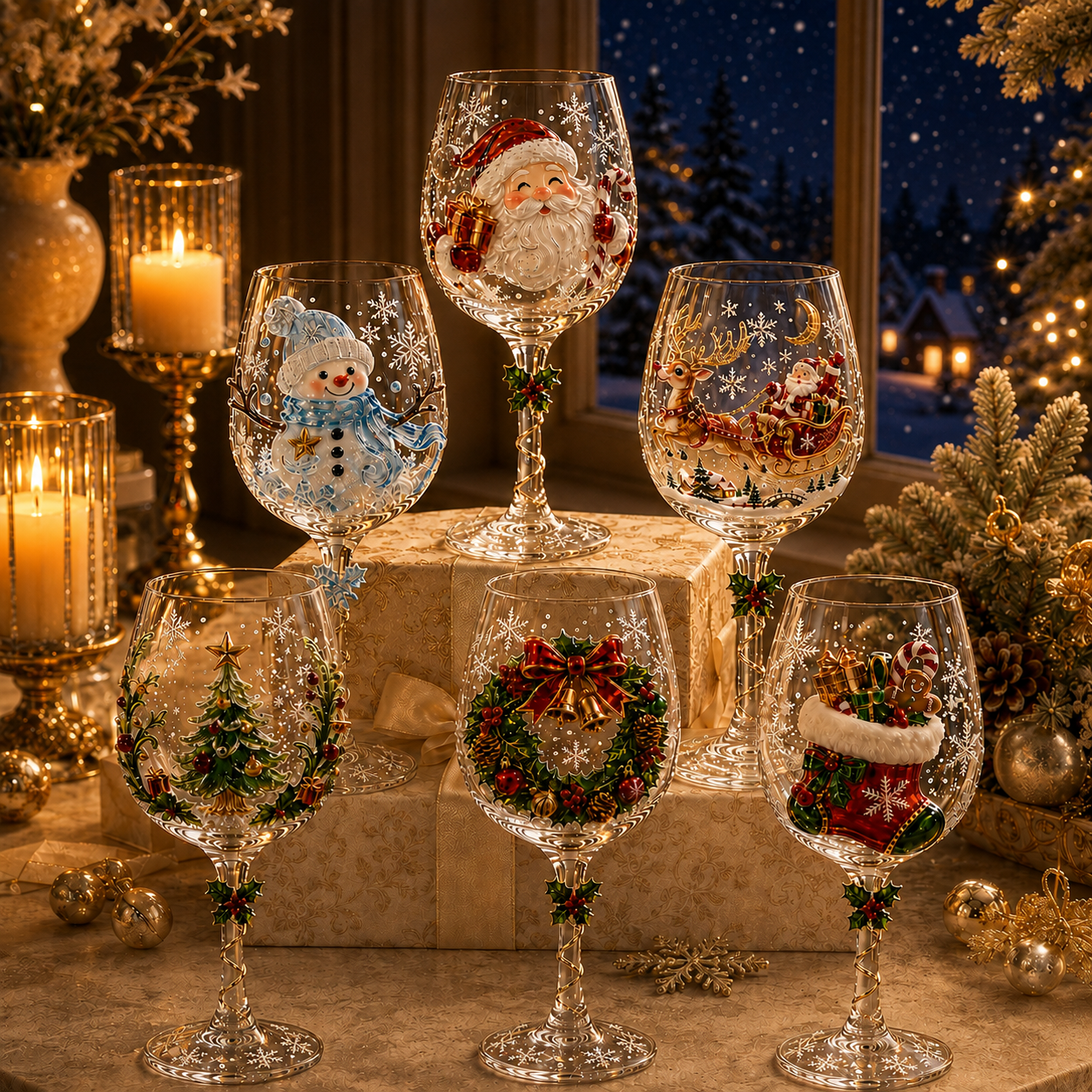 ⏳ Last Day 50% OFF🔥Christmas 3D Wine Glass Collection Gift Box Set✨