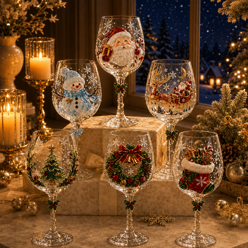 ⏳ Last Day 50% OFF🔥Christmas 3D Wine Glass Collection Gift Box Set✨