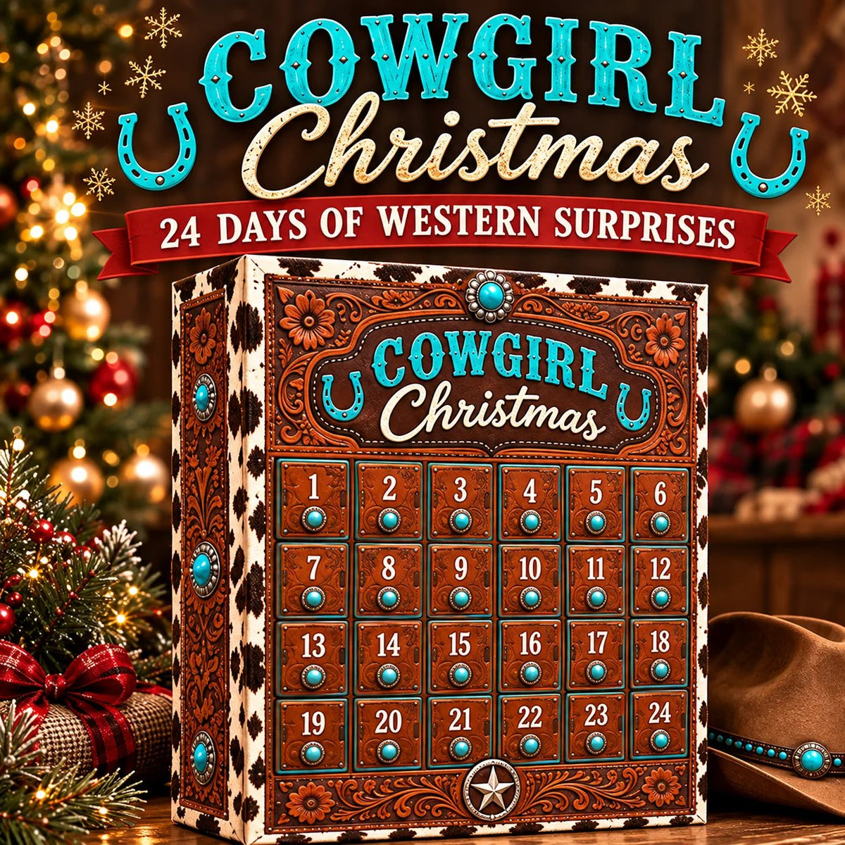 ⏳ Last Day 49% OFF - 🤠 24-Day Cowgirl Christmas Countdown Calendar