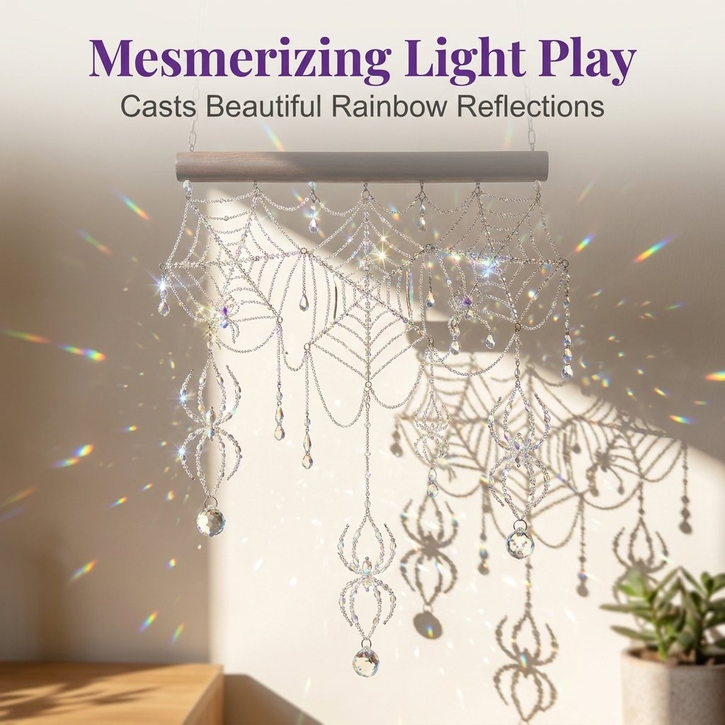 ✨ Sparkling 3D Crystal Spiderweb Suncatcher – Elegant Window & Garden Hanging Decor