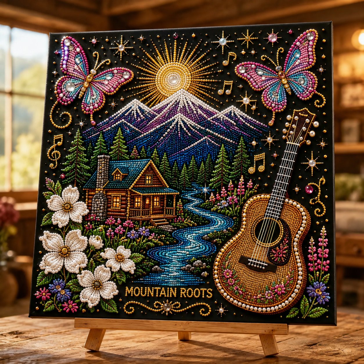 🎤 3D Pearl Country Music Tribute Art Kit – DIY Beaded Keepsake Canvas