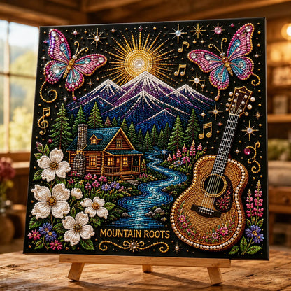🎤 3D Pearl Country Music Tribute Art Kit – DIY Beaded Keepsake Canvas