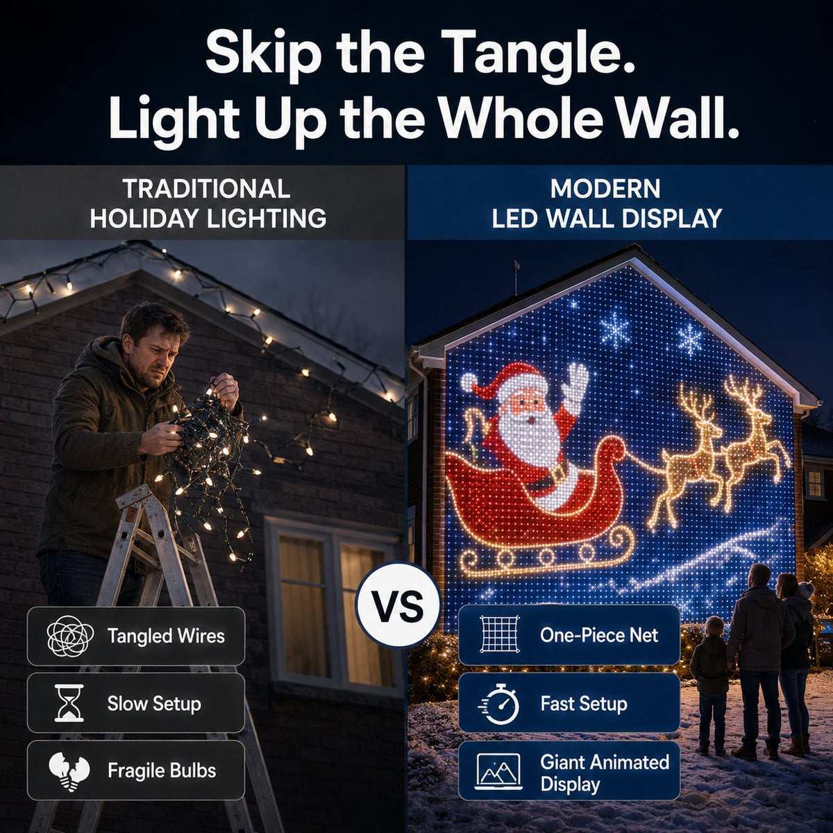 🎄Christmas Sale 50% OFF❄️-✨Christmas LED House Net & Smart Outdoor Wall Curtain Light