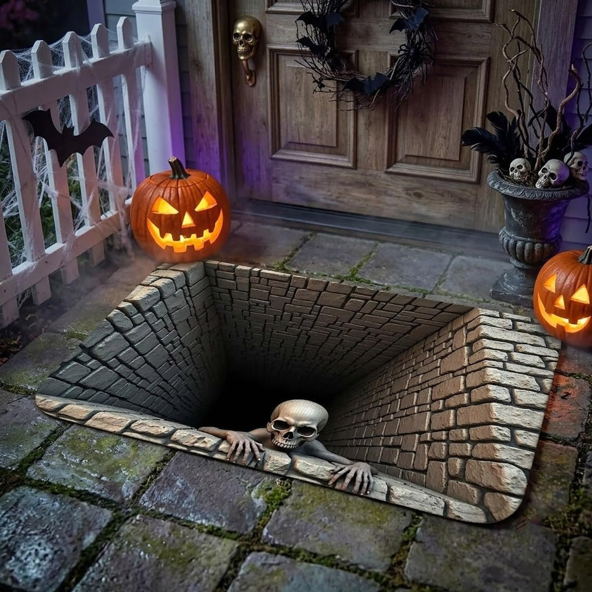 💀 2026 Halloween Hot Sale – Bottomless Skull Pit™ 3D Illusion Rug – Make Everyone Look Twice