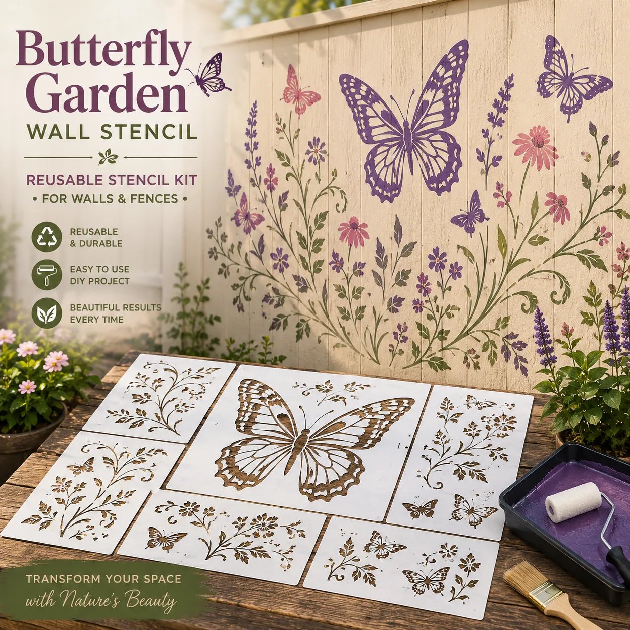 💥 LAST DAY 49% OFF – 🌿 Garden Wall Stencil™ Collection | Make your walls look lively and not monotonous
