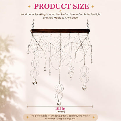 ✨ Sparkling 3D Crystal Spiderweb Suncatcher – Elegant Window & Garden Hanging Decor