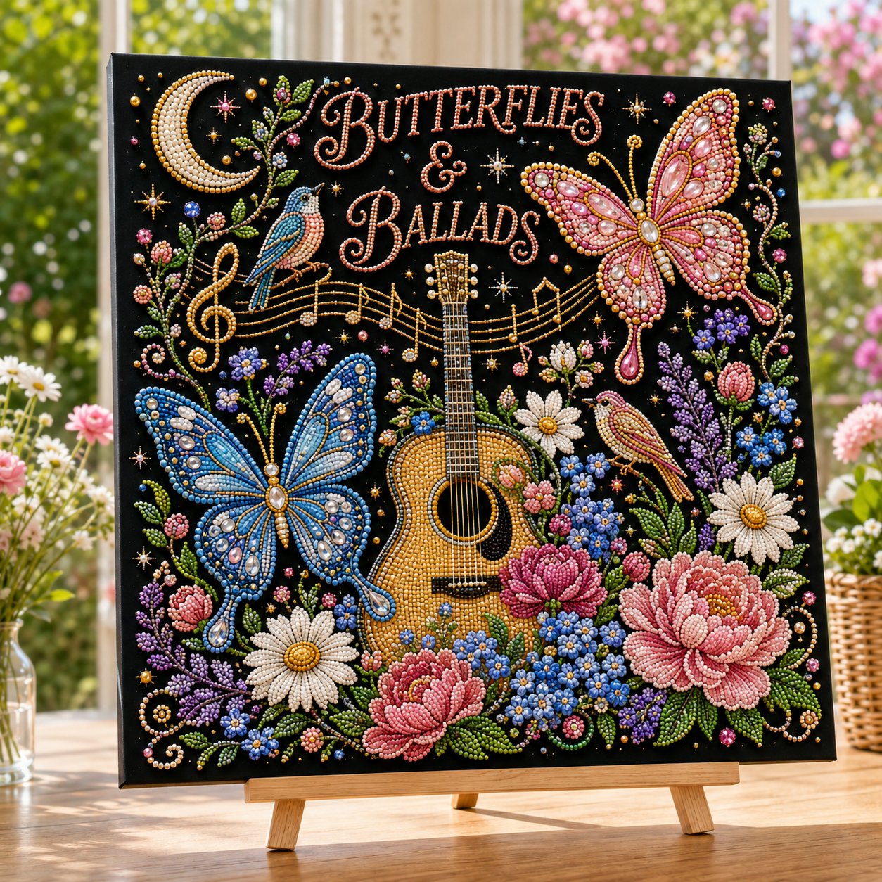 🎤 3D Pearl Country Music Tribute Art Kit – DIY Beaded Keepsake Canvas