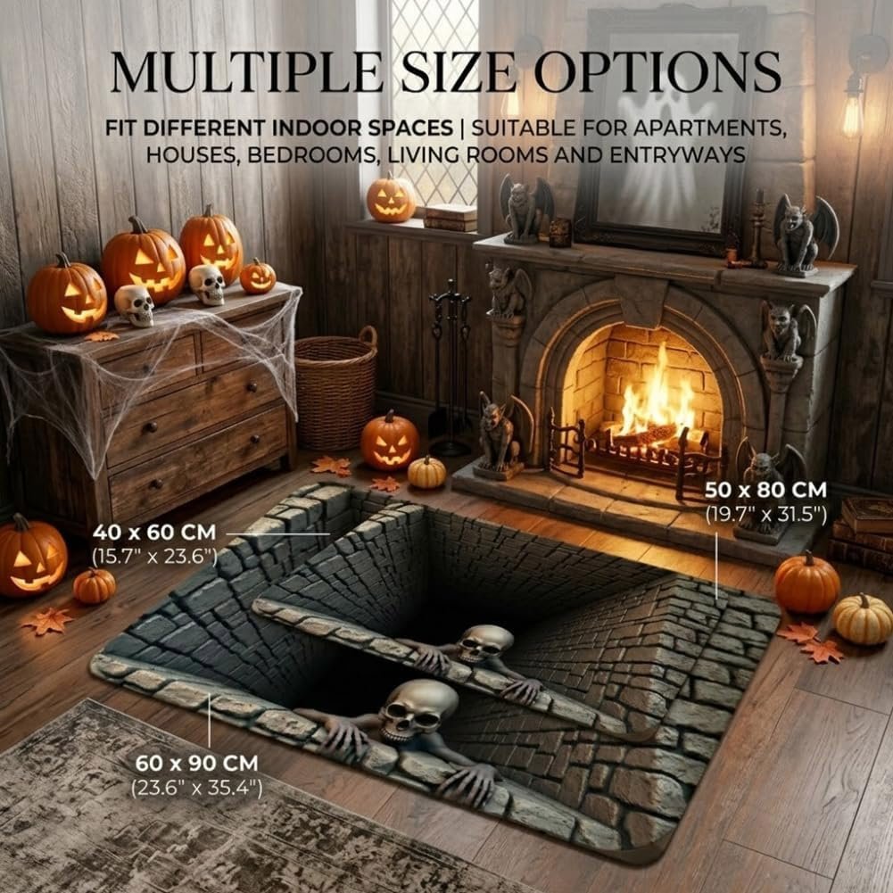 💀 2026 Halloween Hot Sale – Bottomless Skull Pit™ 3D Illusion Rug – Make Everyone Look Twice