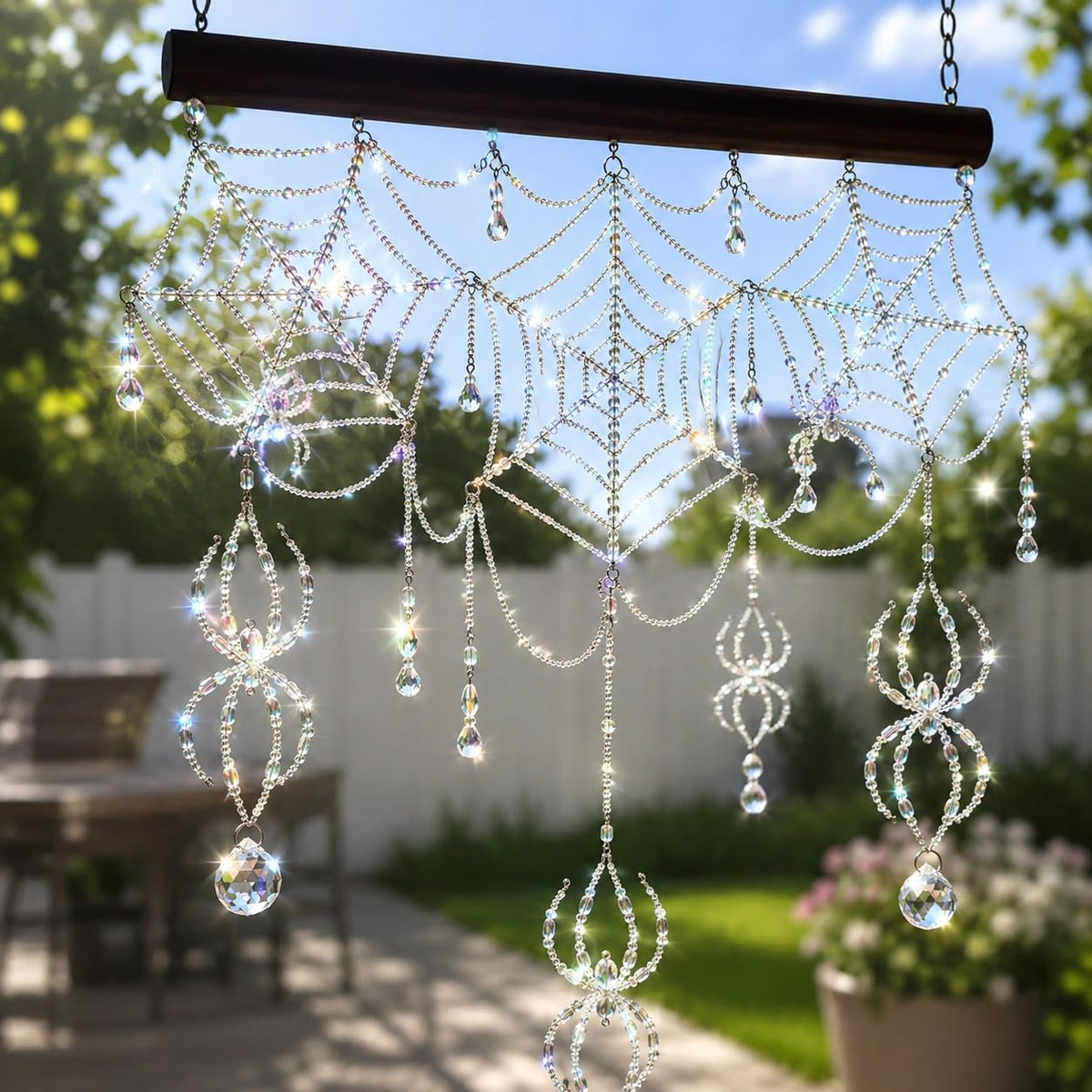 ✨ Sparkling 3D Crystal Spiderweb Suncatcher – Elegant Window & Garden Hanging Decor