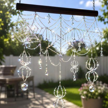 ✨ Sparkling 3D Crystal Spiderweb Suncatcher – Elegant Window & Garden Hanging Decor