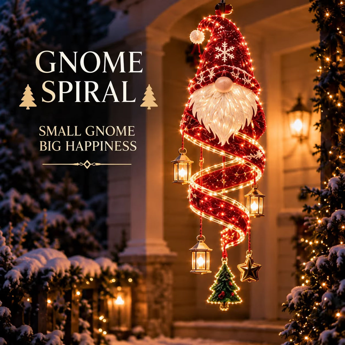 ✨Christmas Elf Spiral Hanging LED Light – Glowing Holiday Porch & Window Decor