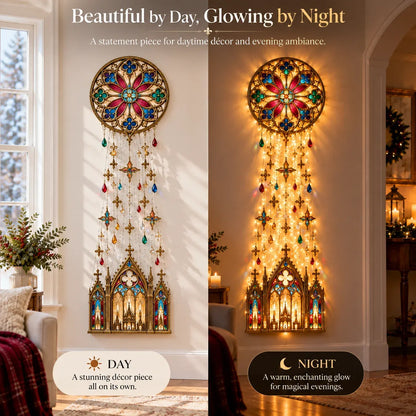 🔥✨ Cathedral Grace™ Stained Glass Cascade Wall Light – A Faith-Filled Christmas Glow