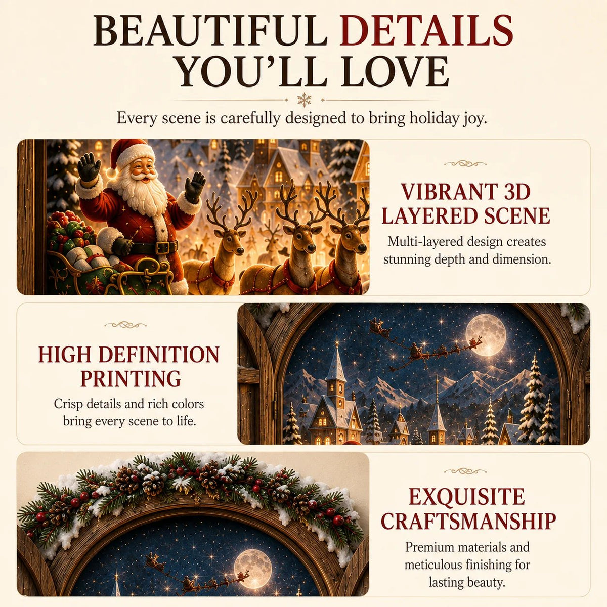 🎄 Santa’s Secret Window Light – 3D LED North Pole Christmas Wall Decor