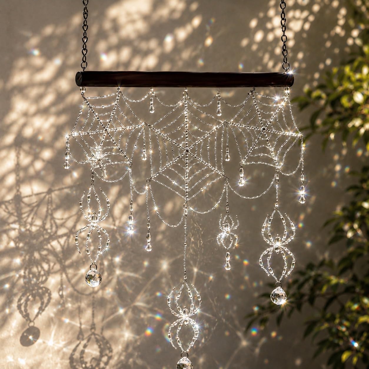 ✨ Sparkling 3D Crystal Spiderweb Suncatcher – Elegant Window & Garden Hanging Decor