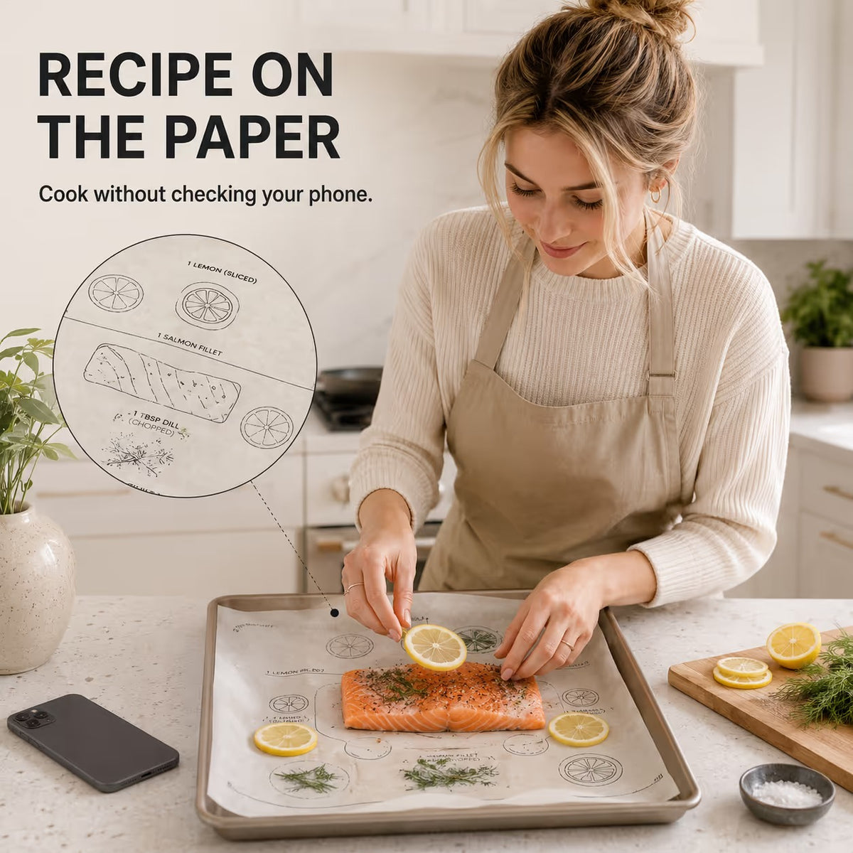 Cut-to-Size Printed Baking Paper – Easy Kitchen, Oven & Meal Prep Sheets