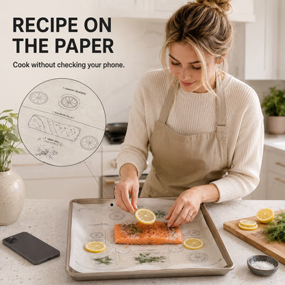 Cut-to-Size Printed Baking Paper – Easy Kitchen, Oven & Meal Prep Sheets