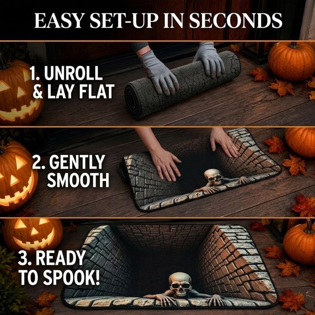 💀 2026 Halloween Hot Sale – Bottomless Skull Pit™ 3D Illusion Rug – Make Everyone Look Twice