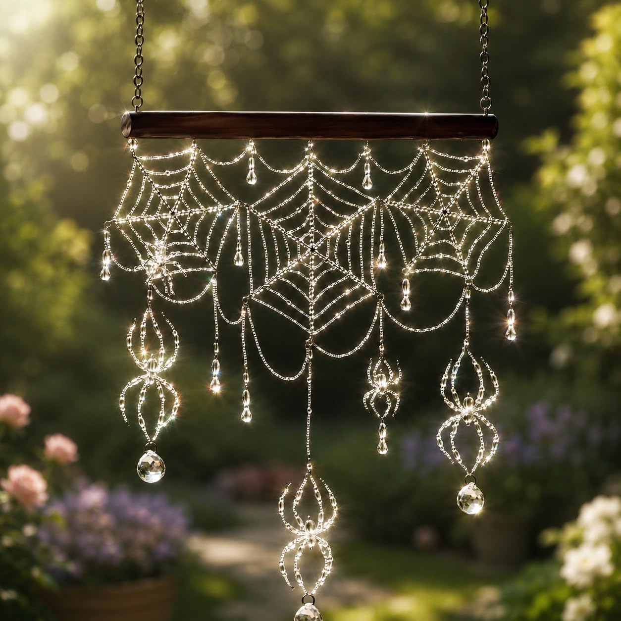✨ Sparkling 3D Crystal Spiderweb Suncatcher – Elegant Window & Garden Hanging Decor