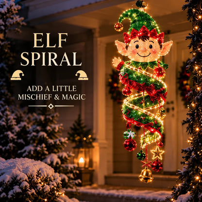 ✨Christmas Elf Spiral Hanging LED Light – Glowing Holiday Porch & Window Decor