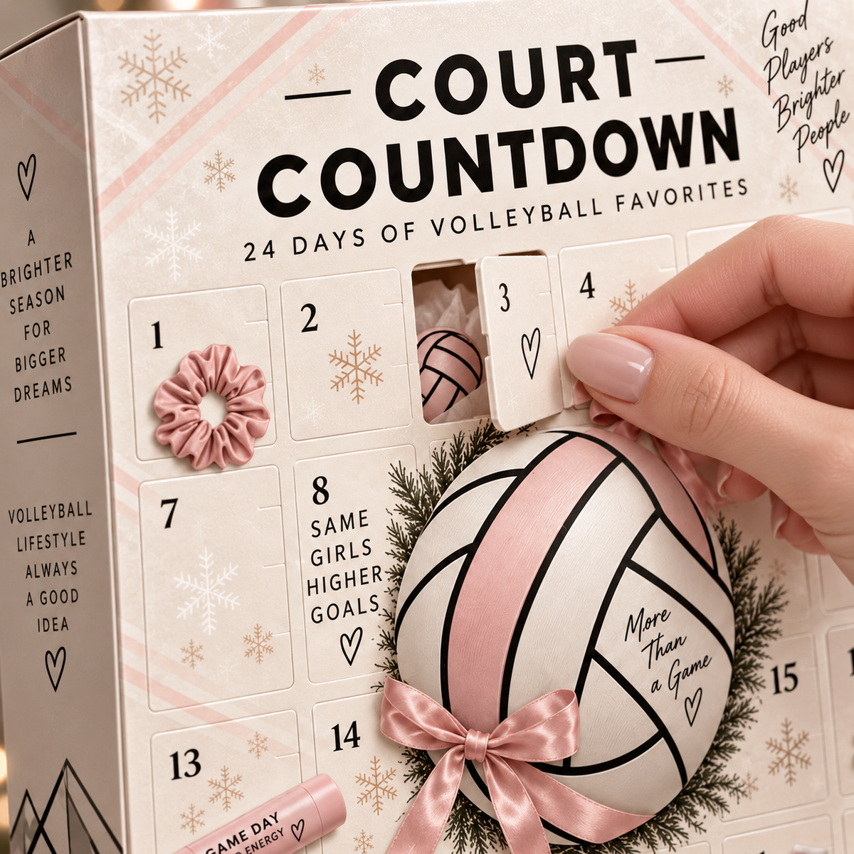 Hand opening a numbered door on Court Countdown