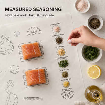 Cut-to-Size Printed Baking Paper – Easy Kitchen, Oven & Meal Prep Sheets
