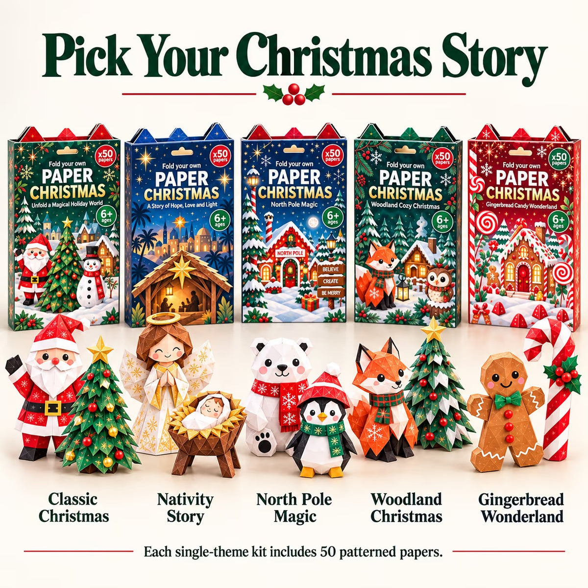 🎄 Paper Christmas Master Set™ – 5-in-1 3D Holiday Craft Kit with 250 Festive Papers
