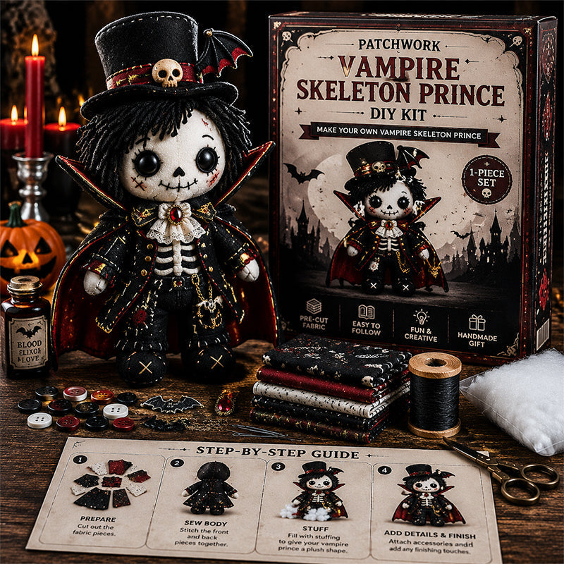 🎃 Patchwork Skeleton Witch Girl DIY Kit