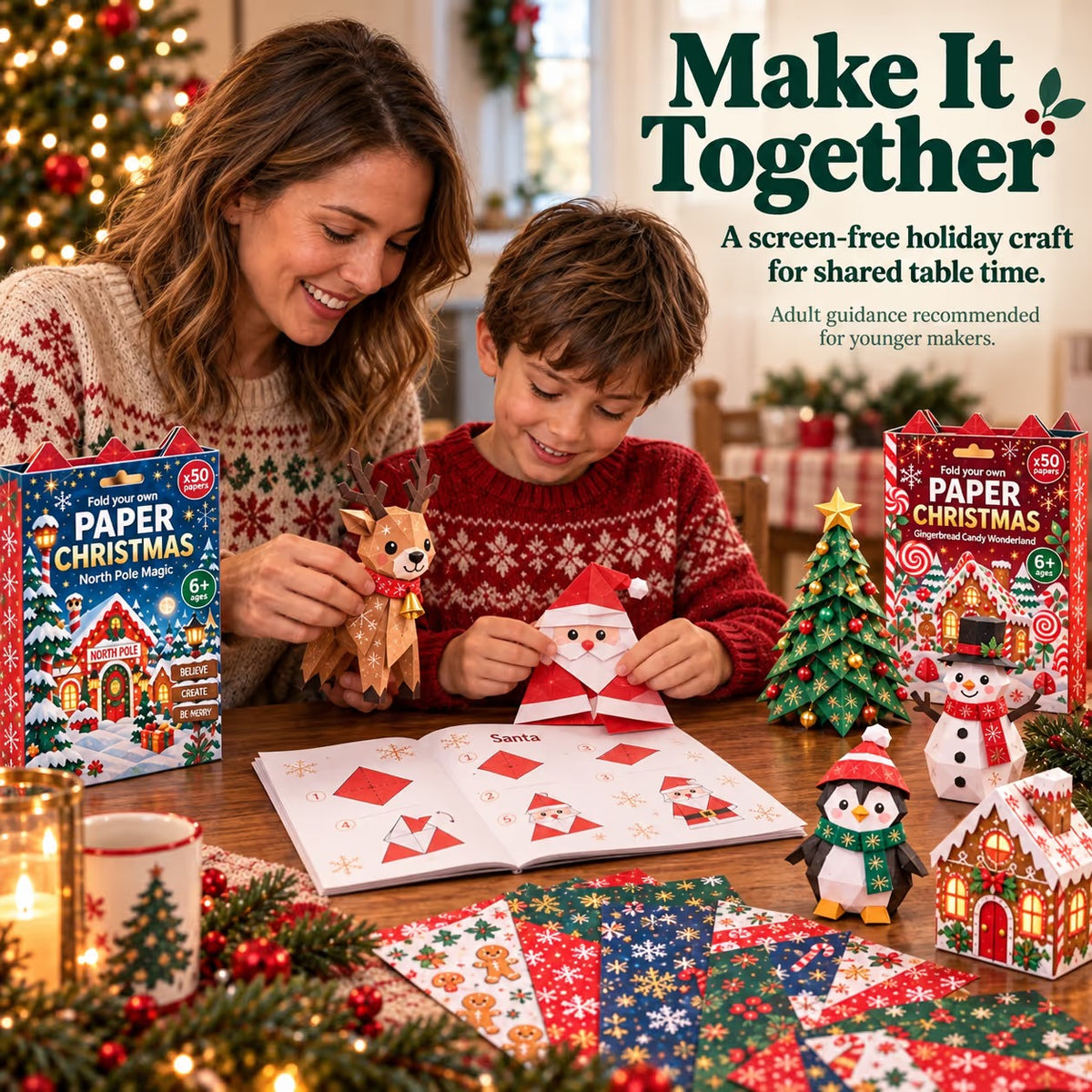 🎄 Paper Christmas Master Set™ – 5-in-1 3D Holiday Craft Kit with 250 Festive Papers