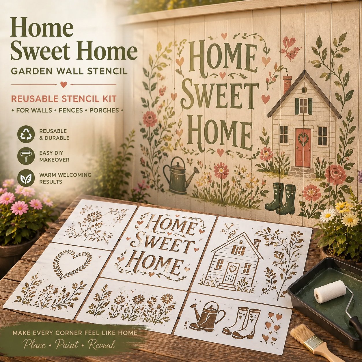 💥 LAST DAY 49% OFF – 🌿 Garden Wall Stencil™ Collection | Make your walls look lively and not monotonous