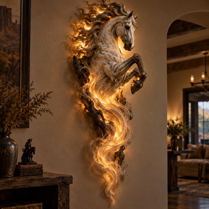 ✨ Celestial Flame™ Unicorn Wall Sculpture – Sculptural Beauty by Day, Warm Magic by Night