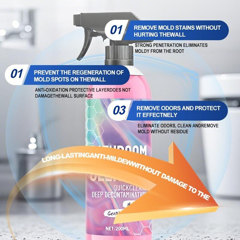 🛁 Bathroom Mold Stain & Grime Cleaner Spray – For Tile, Glass, Grout & More