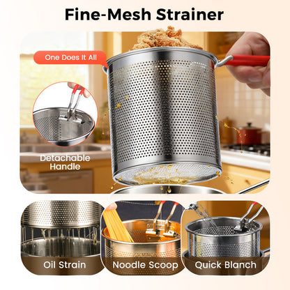🎉Fry Crispy Food Instantly! No-Splash Oil-Saving Stainless Fryer