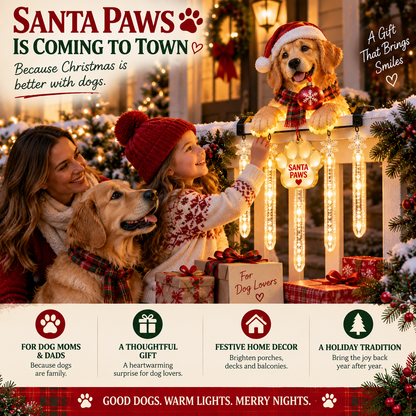 🐾 Santa Paws Christmas Porch Glow – Lighted Dog Railing Decor 🎄✨