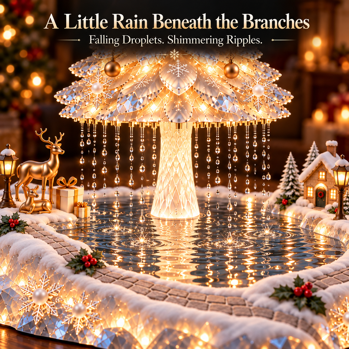 🎄 Crystal Winter Wonderland – Light-Up Christmas Tree Rain Humidifier