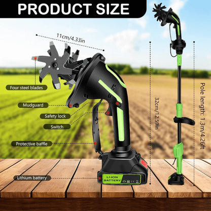 Dailyard™ Multifunctional 2-in-1 Cordless Tiller & Cultivator with Telescopic Pole