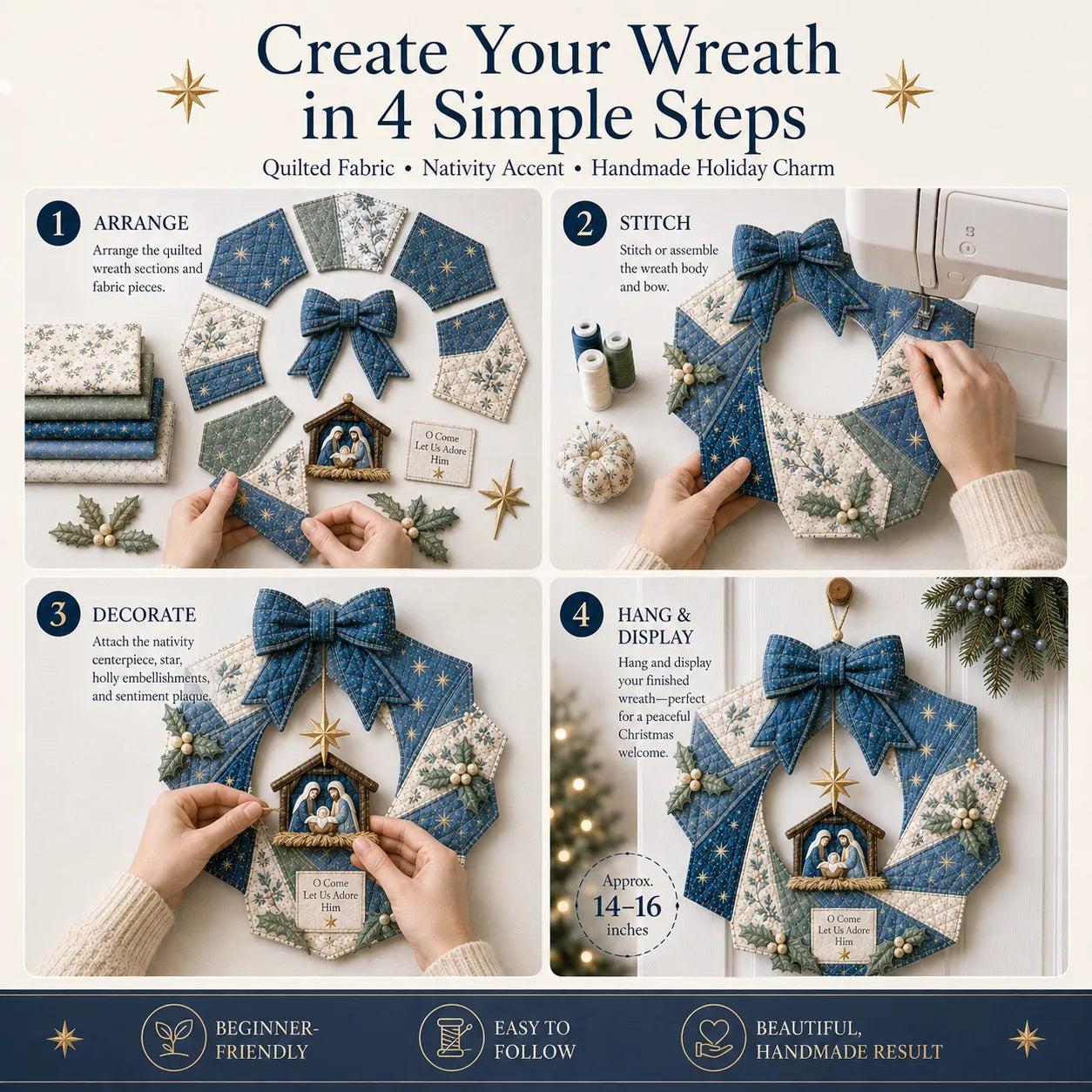 🔥LAST DAY 50% OFF - 🎄Christmas Fabric Wreath DIY Kit 💫