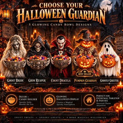 🎃Glowing Halloween Guardian Candy Bowl Collection™ – 5 Spooky Characters for Treats & Decor