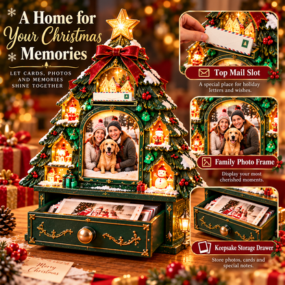 🎄 Christmas Memories™ Lighted Gingerbread House – Family Photo Frame & Letter Keepsake Box