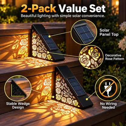 🔥Hot sales✨2-Pack Solar Step Lights | Dusk-to-Dawn Outdoor Lighting with IP65 Weather Resistance & No Wiring 🌙