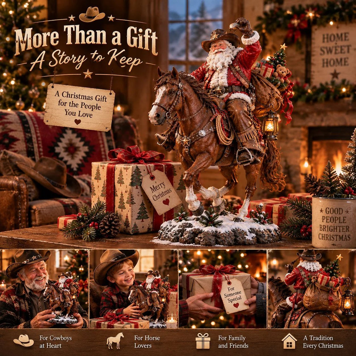 🤠🎄 Home for Christmas Cowboy Santa – Rustic Western Holiday Memory Keepsake