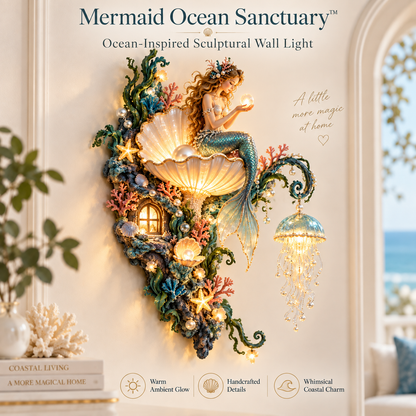 🧜‍♀️🐚Mermaid Pearl Glow Wall Light – Ocean-Inspired Coastal Decor