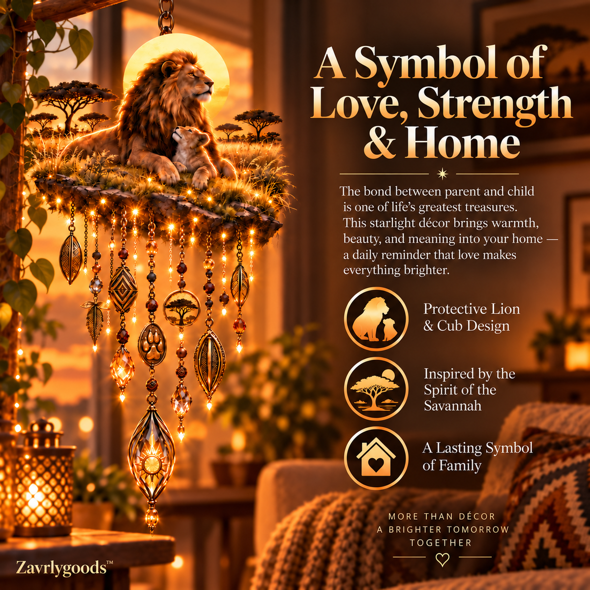 Lion and cub wall decor representing family connection